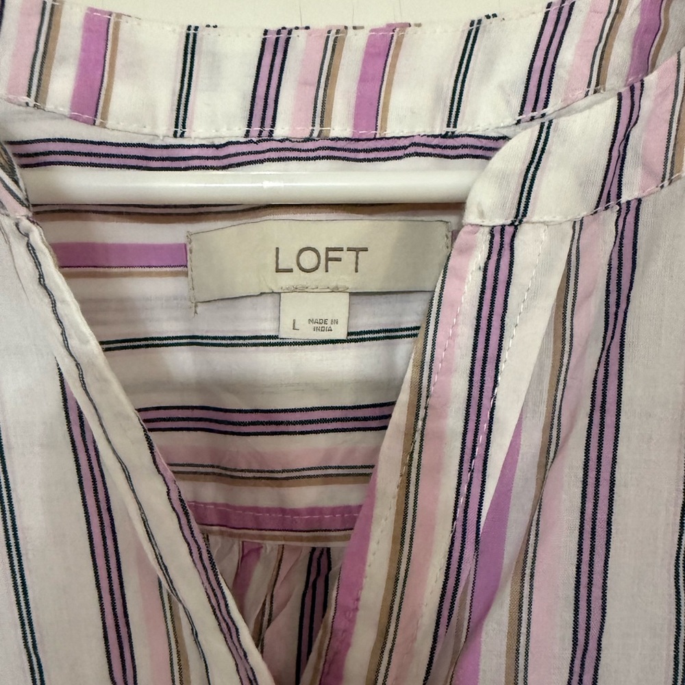 Loft Multicolor Striped Button Down Blouse - image 2